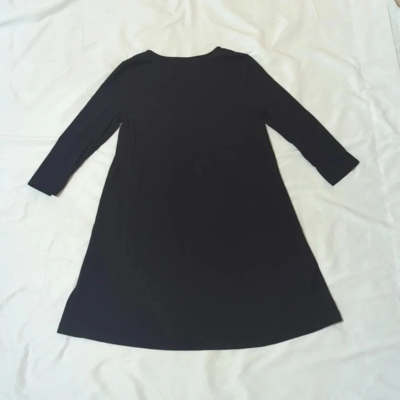LOFT 3/4 Sleeve V-Neck Swing Dress, Color Black Size XSP - Picture 4 of 14